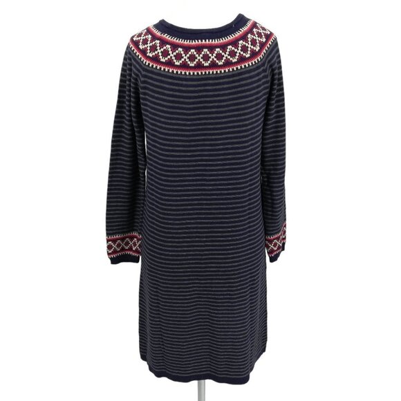 Hanna Andersson Fair Isle Striped Sweater Dress Size S Womens Blue Red Nordic - Picture 9 of 12